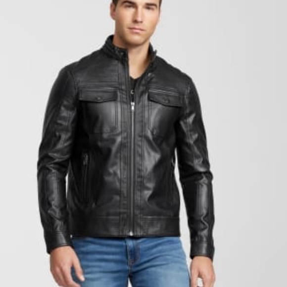 New G by GUESS Big Sur Faux-Leather Moto Jacket S - Picture 1 of 8